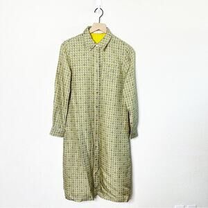 Tory Burch Monogram Logo Allover Print Button Front Shirt Dress Womens‎ Size 4